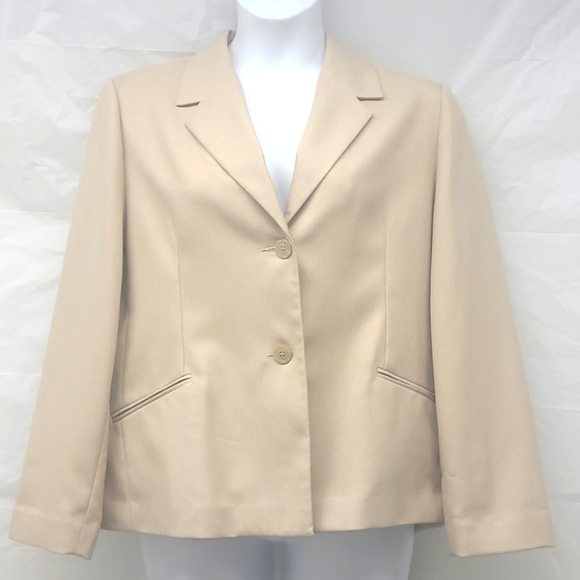 Alfred Dunner Blazer 18 Tan Beige Button Front Career Jacket EUC Pockets - Picture 1 of 7